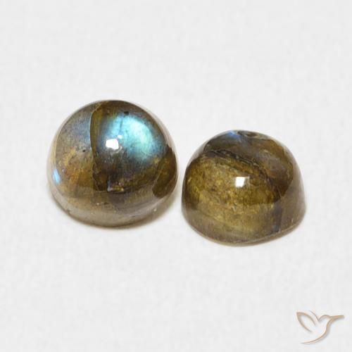 Gemas de Labradorita Multicolor natural de 1.38 ct, Redondo, Translúcido