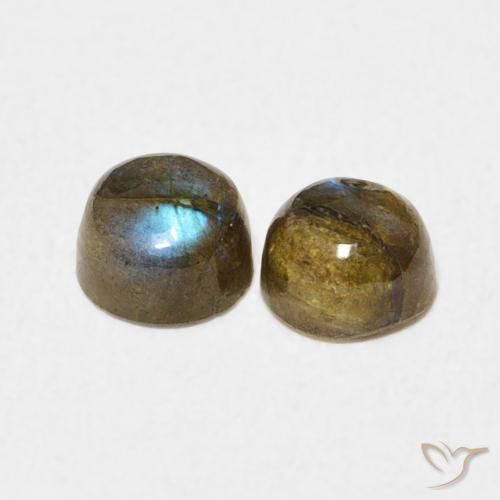 Gemas de Labradorita Multicolor natural de 1.38 ct, Redondo, Translúcido