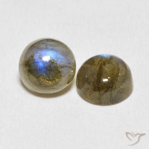 Gemas de Labradorita Multicolor natural de 3.49 ct, Redondo, Translúcido