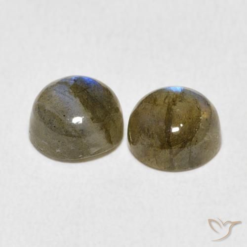 Gemas de Labradorita Multicolor natural de 3.49 ct, Redondo, Translúcido