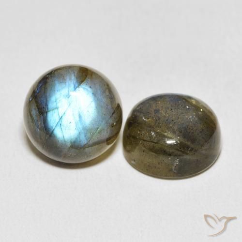 Gemas de Labradorita Multicolor natural de 15.42 ct, Redondo, Translúcido