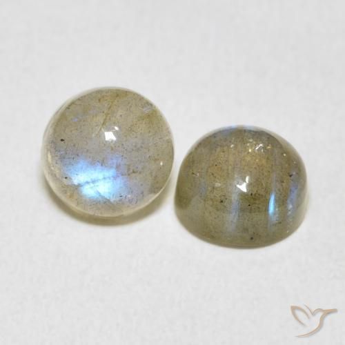 Gemas de Labradorita Multicolor natural de 3.61 ct, Redondo, Translúcido