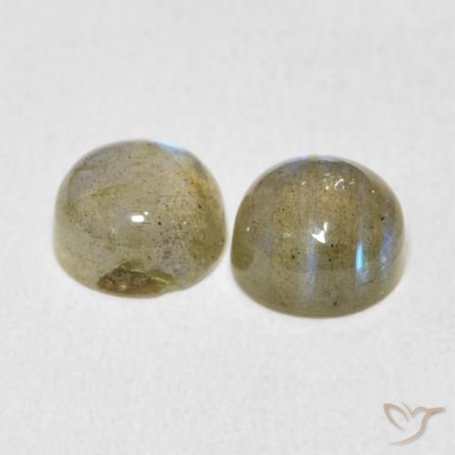 Gemas de Labradorita Multicolor natural de 3.61 ct, Redondo, Translúcido