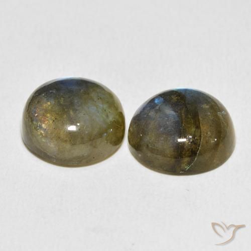 Gemas de Labradorita Multicolor natural de 14.02 ct, Redondo, Translúcido