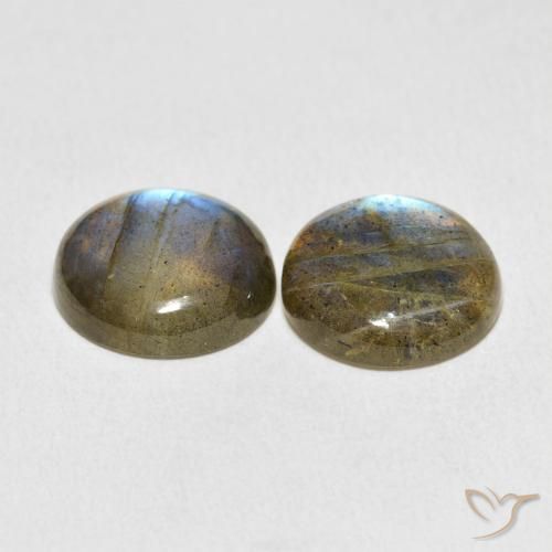 Gemas de Labradorita Multicolor natural de 10.06 ct, Redondo, Translúcido