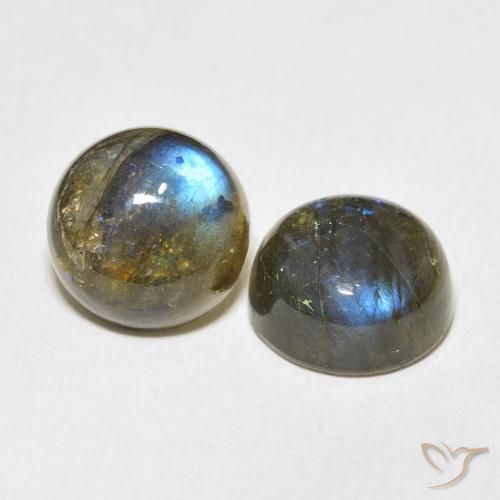 Gemas de Labradorita Multicolor natural de 15.47 ct, Redondo, Translúcido