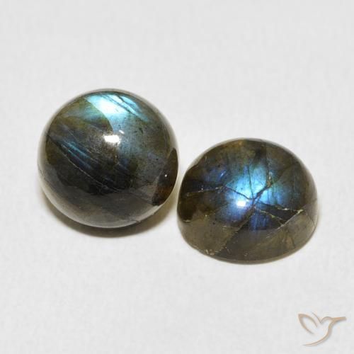 Gemas de Labradorita Multicolor natural de 9.31 ct, Redondo, Translúcido
