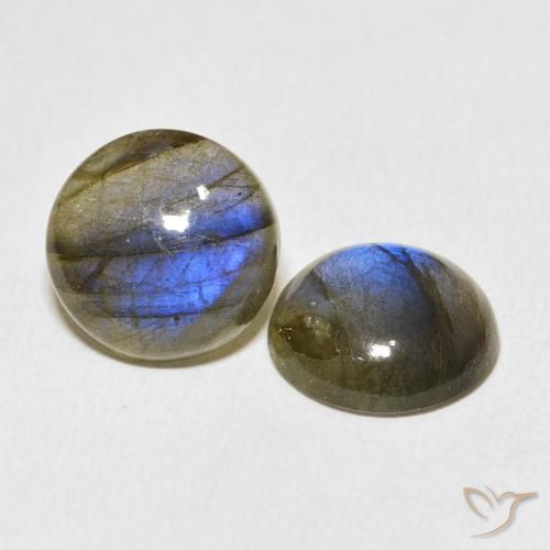 Gemas de Labradorita Multicolor natural de 12.98 ct, Redondo, Translúcido