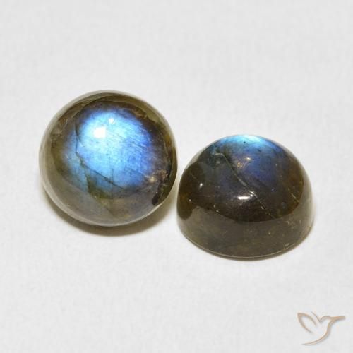 Gemas de Labradorita Multicolor natural de 7.35 ct, Redondo, Translúcido