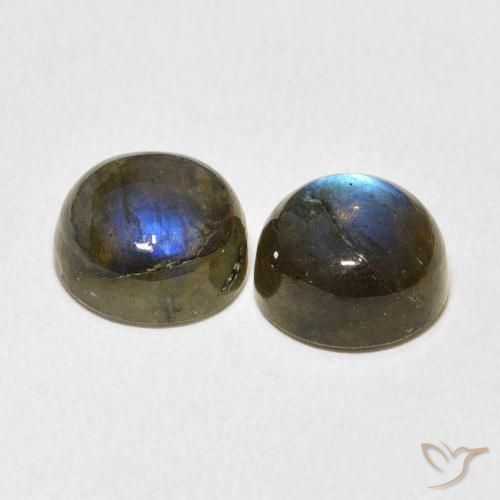 Gemas de Labradorita Multicolor natural de 7.35 ct, Redondo, Translúcido