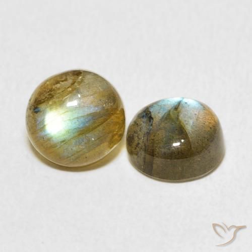 Gemas de Labradorita Multicolor natural de 3.91 ct, Redondo, Translúcido