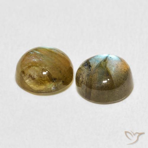 Gemas de Labradorita Multicolor natural de 3.91 ct, Redondo, Translúcido
