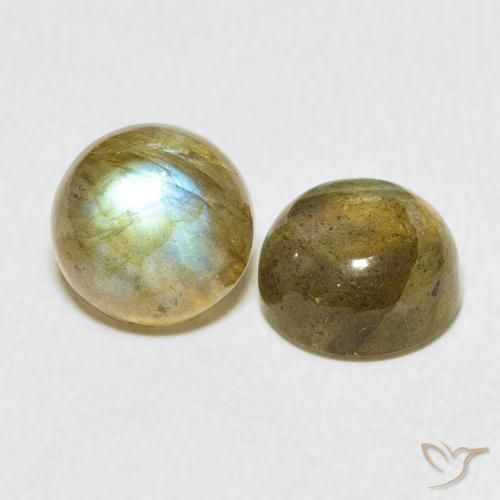 Gemas de Labradorita Multicolor natural de 4.67 ct, Redondo, Translúcido