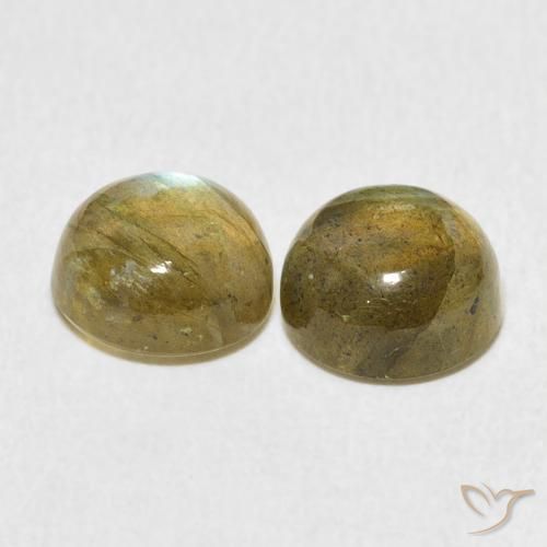 Gemas de Labradorita Multicolor natural de 4.67 ct, Redondo, Translúcido