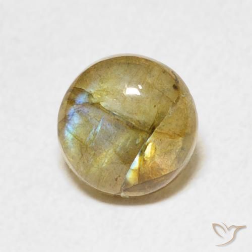 Labradorita Multicolor natural de 1.33 ct, Redondo, Translúcido