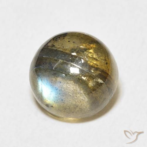 Labradorita Multicolor natural de 3.82 ct, Redondo, Translúcido