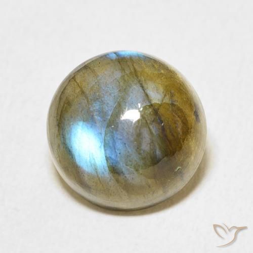 Labradorita Multicolor natural de 6.22 ct, Redondo, Translúcido