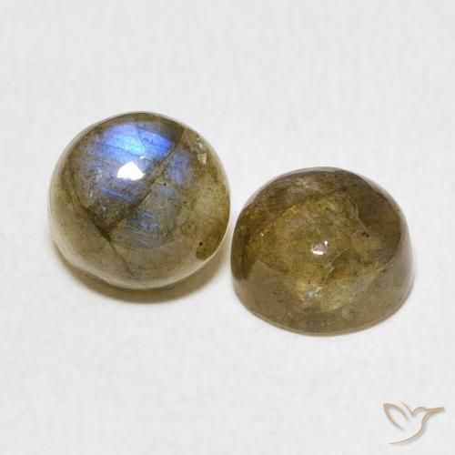 Gemas de Labradorita Multicolor natural de 3.84 ct, Redondo, Translúcido
