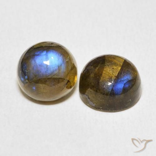 Gemas de Labradorita Multicolor natural de 5.28 ct, Redondo, Translúcido
