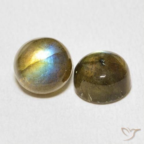 Gemas de Labradorita Multicolor natural de 3.39 ct, Redondo, Translúcido