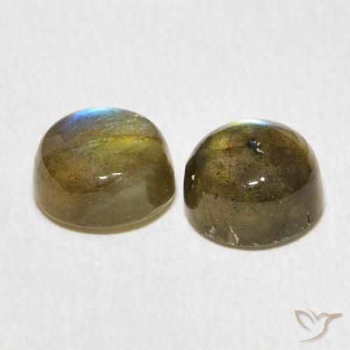 Gemas de Labradorita Multicolor natural de 3.39 ct, Redondo, Translúcido