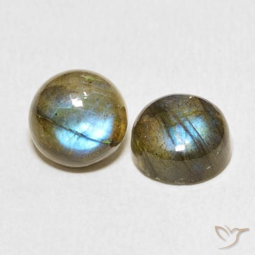 Gemas de Labradorita Multicolor natural de 4.77 ct, Redondo, Translúcido