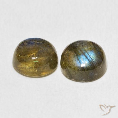 Gemas de Labradorita Multicolor natural de 4.77 ct, Redondo, Translúcido