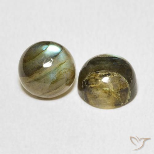 Gemas de Labradorita Multicolor natural de 3.55 ct, Redondo, Translúcido