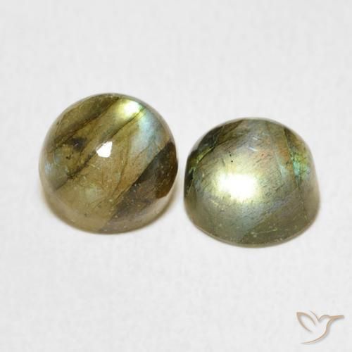 Gemas de Labradorita Multicolor natural de 3.61 ct, Redondo, Translúcido