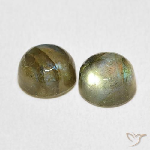 Gemas de Labradorita Multicolor natural de 3.61 ct, Redondo, Translúcido