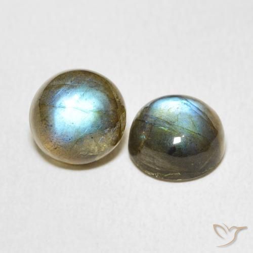 Gemas de Labradorita Multicolor natural de 4.95 ct, Redondo, Translúcido