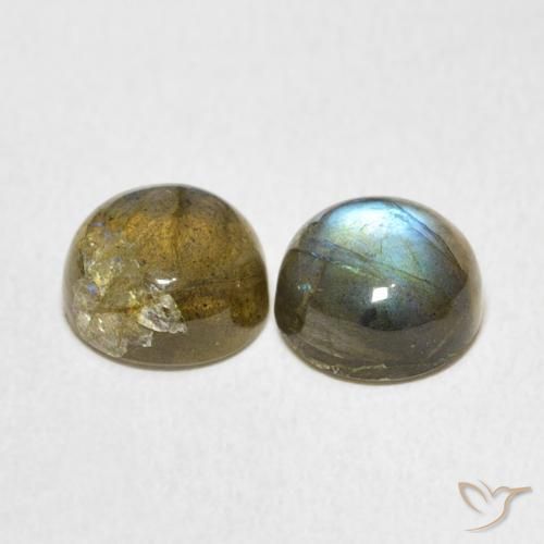 Gemas de Labradorita Multicolor natural de 4.95 ct, Redondo, Translúcido
