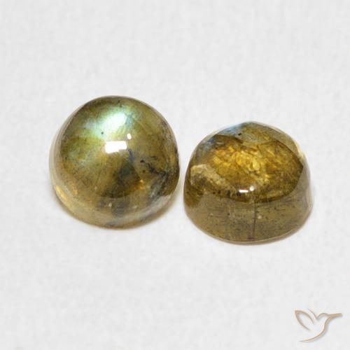 Gemas de Labradorita Multicolor natural de 1.23 ct, Redondo, Translúcido