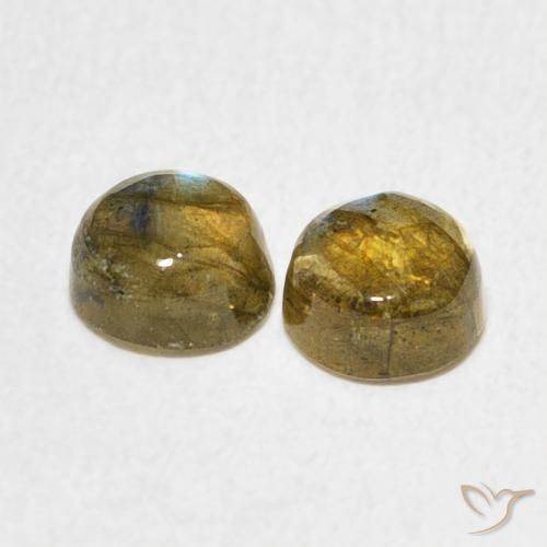 Gemas de Labradorita Multicolor natural de 1.23 ct, Redondo, Translúcido