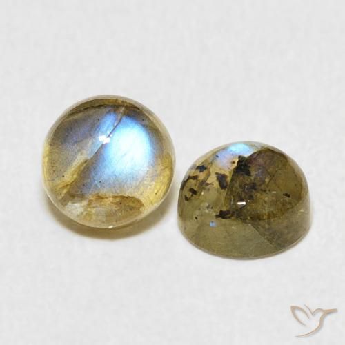 Gemas de Labradorita Multicolor natural de 2.16 ct, Redondo, Translúcido