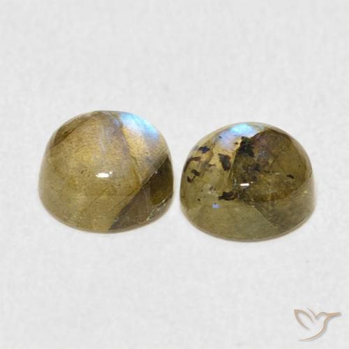 Gemas de Labradorita Multicolor natural de 2.16 ct, Redondo, Translúcido