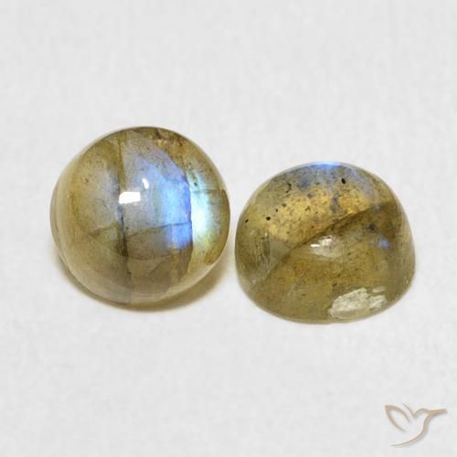Gemas de Labradorita Multicolor natural de 2.35 ct, Redondo, Translúcido