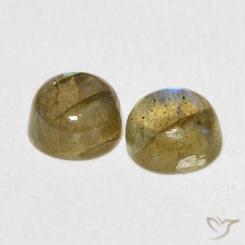 Gemas de Labradorita Multicolor natural de 2.35 ct, Redondo, Translúcido