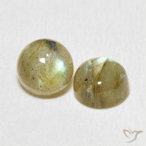 Gemas de Labradorita Multicolor natural de 2.31 ct, Redondo, Translúcido