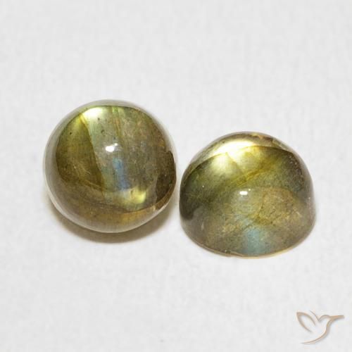 Gemas de Labradorita Multicolor natural de 2.31 ct, Redondo, Translúcido