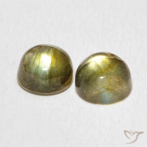 Gemas de Labradorita Multicolor natural de 2.31 ct, Redondo, Translúcido