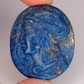 Lapislázuli azul natural de 57,37 ct, forma elegante, opaco