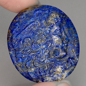 Lapislázuli azul natural de 42,59 ct, forma elegante, opaco