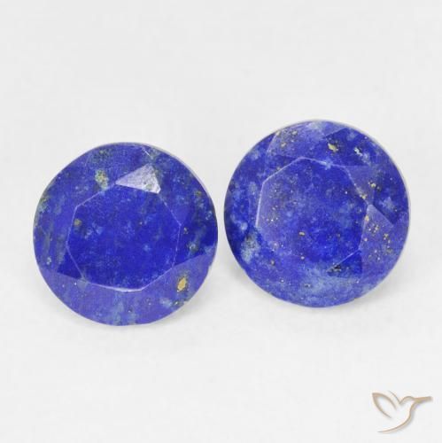 Gemas de lapislázuli azul natural de 1,71 ct, corte redondo, opaco