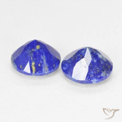 Gemas de lapislázuli azul natural de 1,71 ct, corte redondo, opaco