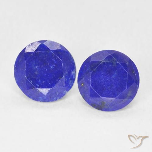 Gemas de lapislázuli azul natural de 1,48 ct, corte redondo, opaco