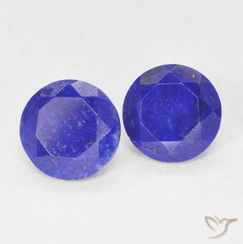 Gemas de lapislázuli azul natural de 1,48 ct, corte redondo, opaco