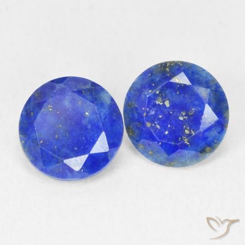 Gemas de Lapislázuli Azul azur intenso natural de 1.56 ct, Corte Redondo, Opaco
