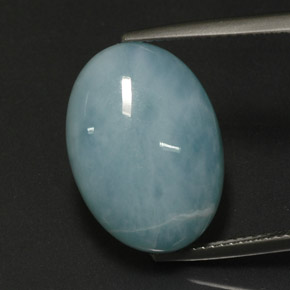 Larimar azul natural de 12,46 ct, corte óvalo, opaco