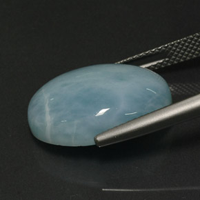 Larimar azul natural de 12,46 ct, corte óvalo, opaco